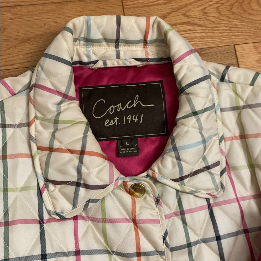 Coach Colorful Checkered Tattersal Jacket with Pink Accents - Picture 4 of 12